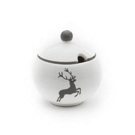 Gmundner Keramik Gmundner Keramik Grauer Hirsch Zuckerdose glatt mit Ausschnitt d: 10 cm / h: 11 cm Керамическая сахарница Gmundner из серого оленя, гладкая, с вырезом, d: 10 см / высота: 11 см
