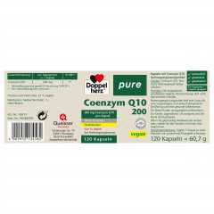 Doppelherz pure Coenzym Q10 vegan, 120 Kapseln, 60,7 g, Коэнзим Q10 200 мг для дополнения рациона, веганские капсулы без желатина, 120 шт., 60,7 г
