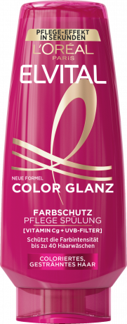 L'Oreal Paris Elvital Color Glanz Farbschutz Pflege Spuelung, 250 ml, Кондиционер для окрашенных волос с витамином Cg и UVB-фильтром, сохранение цвета и блеска, 250 мл
