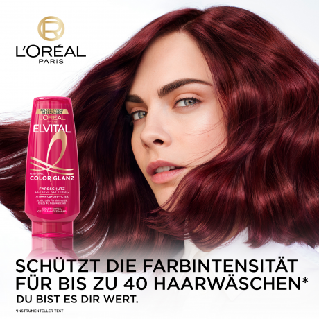 L'Oreal Paris Elvital Color Glanz Farbschutz Pflege Spuelung, 250 ml, Кондиционер для окрашенных волос с витамином Cg и UVB-фильтром, сохранение цвета и блеска, 250 мл