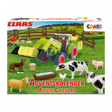 CRAZE - ADVENTSKALENDER 2026 CLAAS, Детский адвент-календарь 2026 CRAZE CLAAS с фермерскими фигурками и аксессуарами, 24 сюрприза