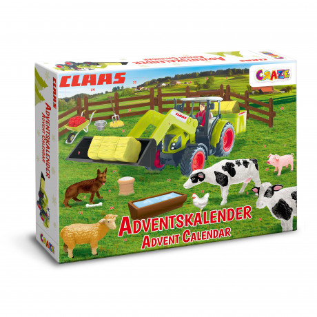 CRAZE - ADVENTSKALENDER 2026 CLAAS, Детский адвент-календарь 2026 CRAZE CLAAS с фермерскими фигурками и аксессуарами, 24 сюрприза