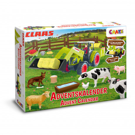 CRAZE - ADVENTSKALENDER 2026 CLAAS, Детский адвент-календарь 2026 CRAZE CLAAS с фермерскими фигурками и аксессуарами, 24 сюрприза
