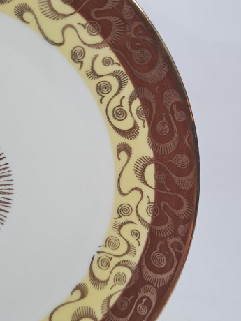 Чайное трио винтажное Winterling Markleuthen Bavaria в коричнево-желтых тонах с золотым декором, фарфор, Германия, 1960-70гг.