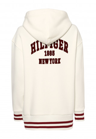Tommy Hilfiger OVERSIZE VARSITY Zip-up sweatshirt ecru rot OVERSIZE VARSITY Толстовка на молнии экрю красный