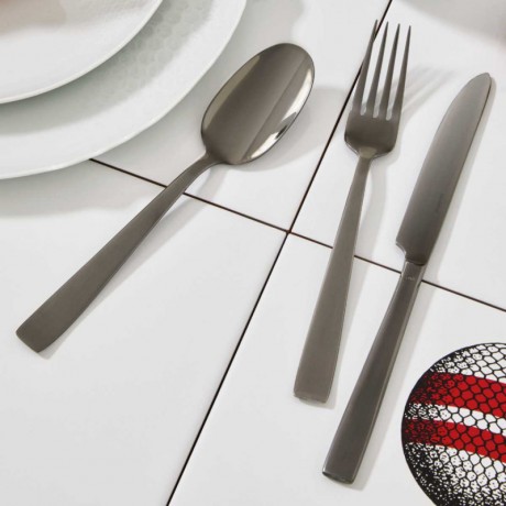 Sambonet Sambonet Flat - Edelstahl / PVD schwarz Besteckset 24-tlg. Vollheft / Monoblock Набор столовых приборов Sambonet Flat из нержавеющей стали / PVD черного цвета, 24 предм. Полный буклет/моноблок