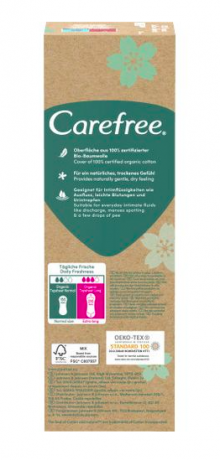 Carefree Slipeinlagen Organic Cotton Long 24 St, Карефри Ежедневные прокладки из органического хлопка Long 24шт, 10 упаковок (240 штук)