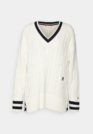 Tommy Hilfiger VARSITY CABLE Jumper ecru VARSITY CABLE перемычки экрю