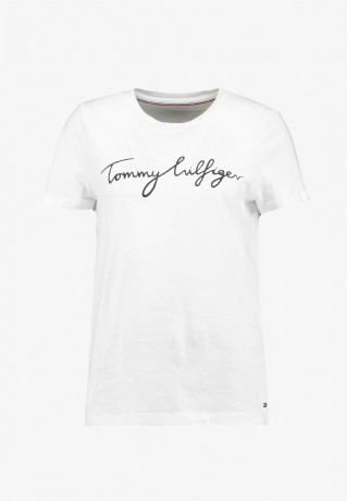 Tommy Hilfiger HERITAGE CREW NECK GRAPHIC TEE Print T-shirt classic white ФУТБОЛКА HERITAGE С КРУГЛЫМ ВЫРЕЗОМ С ГРАФИКОЙ Футболка с принтом классический белый