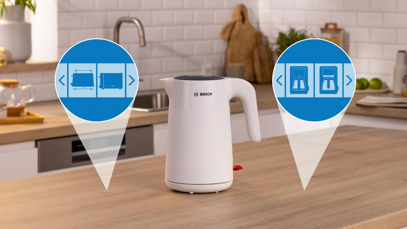 BOSCH BOSCH Wasserkocher MyMoment TWK2M161, 1,7 l, 2400 W, Abschaltautomatik, Tassenanzeige, Weiss matt  Чайник BOSCH MyMoment TWK2M161, 1,7 л, 2400 Вт, автоотключение, дисплей чашки, матовый белый