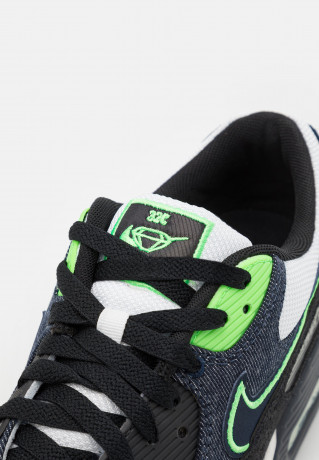 Nike Sportswear AIR MAX 90 SE UNISEX Sneaker low black/obsidian/scream green/summit white/metallic silver AIR MAX 90 SE UNISEX Низкие кроссовки женские черный/обсидиан/кричаще-зеленый/белоснежный/серебристый металлик
