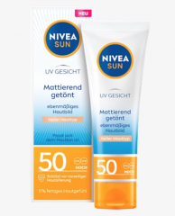 NIVEA SUN Sonnenfluid Gesicht mattierend &amp; hell getönt LSF 50, 50 ml, Матирующий и слегка тонирующий солнцезащитный флюид для лица SPF 50, 50 мл