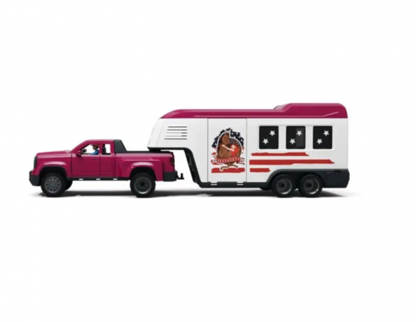 Schleich Horse Club 42705  Lakeside Truck mit Anhanger, Игровой набор "Путешествие к озеру", внедорожник с прицепом и лошадьми, фигурки, аксессуары, более 20 элементов, от 5 лет, Германия
