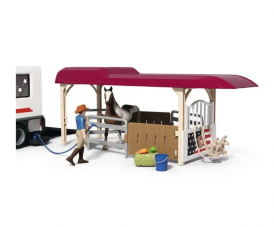 Schleich Horse Club 42705  Lakeside Truck mit Anhanger, Игровой набор "Путешествие к озеру", внедорожник с прицепом и лошадьми, фигурки, аксессуары, более 20 элементов, от 5 лет, Германия