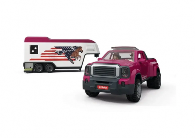 Schleich Horse Club 42705  Lakeside Truck mit Anhanger, Игровой набор "Путешествие к озеру", внедорожник с прицепом и лошадьми, фигурки, аксессуары, более 20 элементов, от 5 лет, Германия