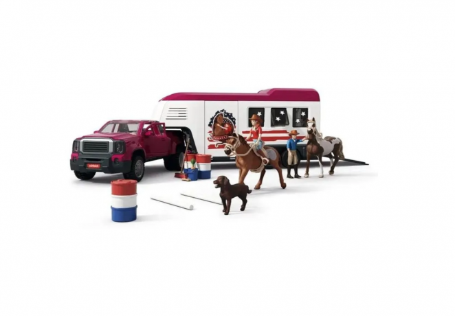Schleich Horse Club 42705  Lakeside Truck mit Anhanger, Игровой набор "Путешествие к озеру", внедорожник с прицепом и лошадьми, фигурки, аксессуары, более 20 элементов, от 5 лет, Германия