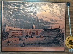 Aitzkunst Гравюра-офорт &quot;Дворцовая площадь в г. Карлсруэ, 1840г.&quot;, 22смx25.5см, Германия, 1960-70гг.