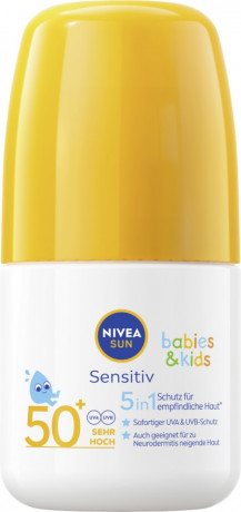 NIVEA SUN Babies & Kids Sensitiv Sonnenroller LSF 50+, 50 ml, Нивеа Детский солнцезащитный ролик, SPF 50+, для чувствительной кожи, удобное нанесение, 50 мл