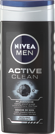 NIVEA MEN Active Clean Гель для Тела и Волос для Мужчин с добавление Угля, 250 мл