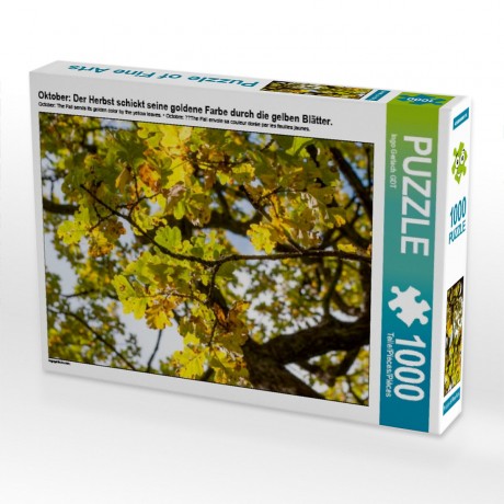 CALVENDO Puzzle CALVENDO Puzzle Oktober: Der Herbst schickt seine goldene Farbe durch die gelben Blatter. Пазл CALVENDO Puzzle Октябрь: Осень пробуждает свой золотой цвет сквозь желтые листья.