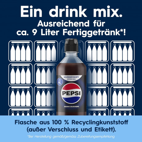 Sodastream drink mix Pepsi Zero 440ml x 4st, Сироп для газированной воды, без сахара, концентрат напитка со вкусом Pepsi, набор 4 шт х 440 мл