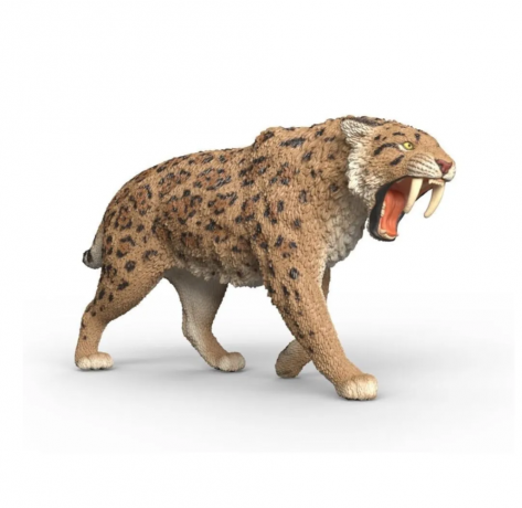 Schleich Dinosaurs Sabelzahntiger 15054, Фигурка динозавра саблезубого тигра (Германия), реалистичный динозавр, 14 см, ручная роспись, от 5 лет