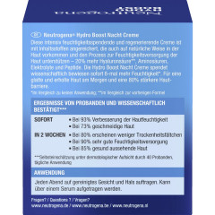 Neutrogena Hydro Boost Nacht Creme, 50 ml, Neutrogena Hydro Boost Восстанавливающий ночной крем с гиалуроновой кислотой, аминокислотами и пептидами, 50 мл