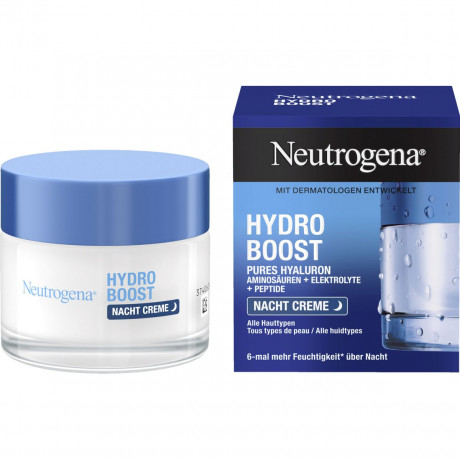 Neutrogena Hydro Boost Nacht Creme, 50 ml, Neutrogena Hydro Boost Восстанавливающий ночной крем с гиалуроновой кислотой, аминокислотами и пептидами, 50 мл