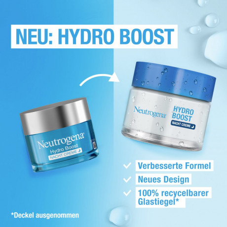 Neutrogena Hydro Boost Nacht Creme, 50 ml, Neutrogena Hydro Boost Восстанавливающий ночной крем с гиалуроновой кислотой, аминокислотами и пептидами, 50 мл
