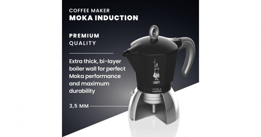 Bialetti Bialetti Moka Induction, Espressomaschine schwarz/silber, 6 Tassen schwarz, silber Bialetti Moka Induction, кофемашина для эспрессо черный/серебристый, 6 чашек