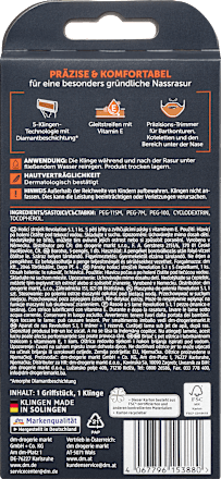 Balea MEN Rasierer, Revolution 5.1, 1 St, Станок Revolution 5.1 с пятью лезвиями и точным триммером, 1 шт.