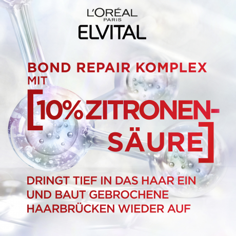 L'Oreal Paris Elvital Spuelung Bond Repair Anti-Haarschaeden, 150 ml, Восстанавливающий кондиционер с лимонной кислотой для повреждённых волос, укрепляющий уход, 150 мл