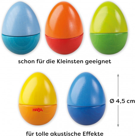 HABA Musical Eggs, HABA музыкальные яйца для детей, 5 шт, развивающие погремушки для слуха и моторики, деревянные музыкальные инструменты