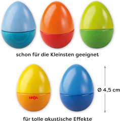 HABA Musical Eggs, HABA музыкальные яйца для детей, 5 шт, развивающие погремушки для слуха и моторики, деревянные музыкальные инструменты