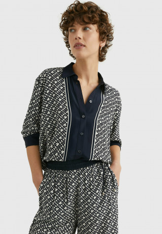 Tommy Hilfiger MONOGRAM RELAXED FIT Button-down blouse monogram prep border MONOGRAM RELAXED FIT Блузка на пуговицах рамка для монограммы