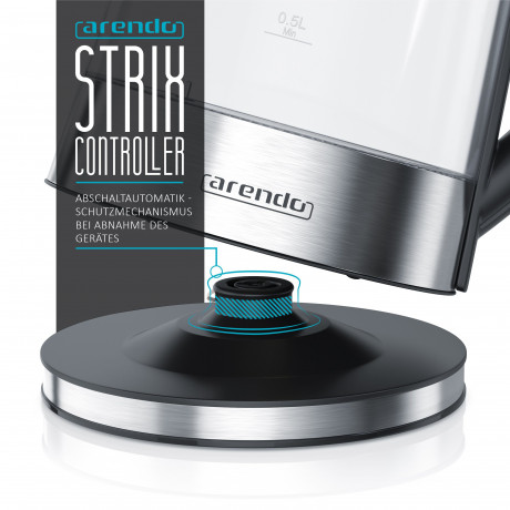 Arendo Arendo Wasserkocher, 1,7 l, 2200 W, Edelstahl Glas mit Teesieb, Teekocher, Temperaturwahl 40° C 100° C Чайник Arendo, 1,7 л, 2200 Вт, стакан из нержавеющей стали с ситечком для чая, чайник, выбор температуры 40°С 100°С