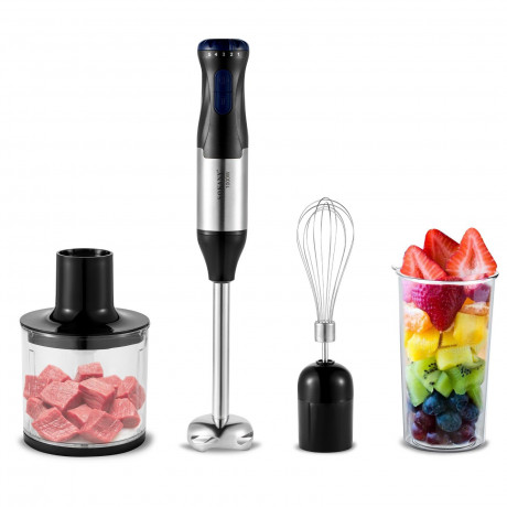 Rosnek Rosnek Handmixer Mixer,1000 W, 4 IN 1, 5-Gang-Einstellung,schwarz, 1000 W, inklusive Schneebesen, 500ml Zerkleinerer und 700ml Messbecher  Ручной миксер Rosnek, 1000 Вт, 4 IN 1, 5-скоростной режим, черный, 1000 Вт, включая венчик, измельчитель на 5