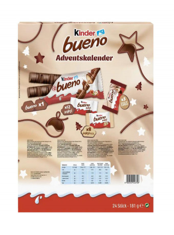 Ferrero Kinder Bueno 2025 Adventskalender, Киндер адвент-календарь, 24 сладких сюрприза, 181 грамм