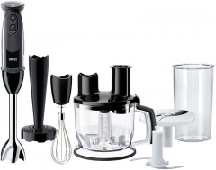 Braun Braun Stabmixer MQ 5277BK MultiQuick 5 Vario, 1000 W, mit Schneebesen, Kuchenmaschine, Gemusestampfer und 600 ml Mixbecher  Ручной блендер Braun MQ 5277BK MultiQuick 5 Vario, 1000 Вт, с венчиком, машиной для торта, овощерезкой и чашей для смешивания