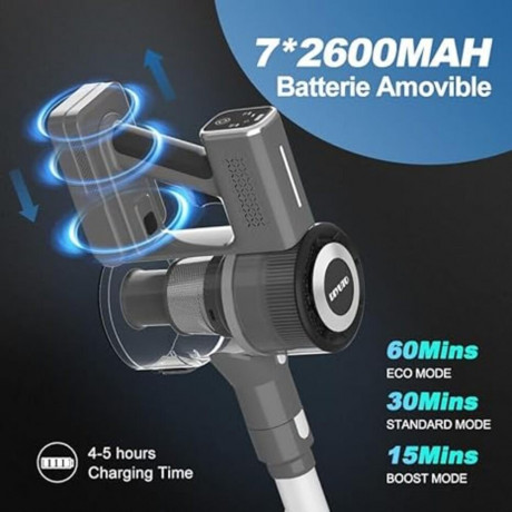 DIYUTO DIYUTO Akku-Hand-und Stielstaubsauger Ideal fur Hartboden, Teppiche, Tierhaare, beutellos, 60Mins Laufzeit, 6-Stufen-Filtrations-Staubsauger mit 2 HEPA, Leichter Беспроводной ручной пылесос DIYUTO, идеально подходит для твердых полов, ковров, шерс