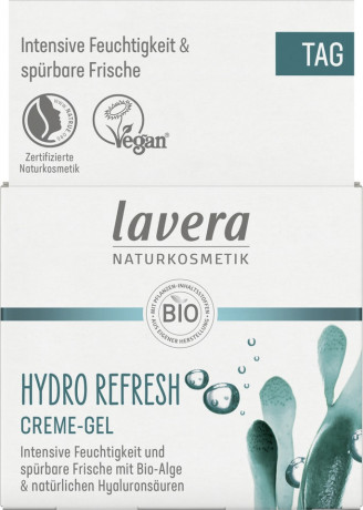 LAVERA Hydro Refresh Creme-Gel, 50 ml, Лавера Крем-гель для лица Гидро Рефреш, био-огурец и гиалуроновая кислота, увлажнение 24ч, 50 мл