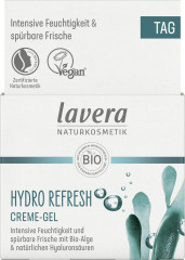 LAVERA Hydro Refresh Creme-Gel, 50 ml, Лавера Крем-гель для лица Гидро Рефреш, био-огурец и гиалуроновая кислота, увлажнение 24ч, 50 мл