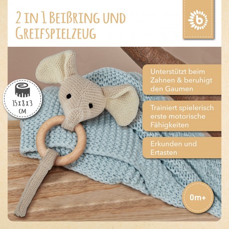 bieco Greifling Holz Natur und Baumwolle Baby Beissring 10 cm Greifring 0 M Babyrassel Greiflinge Кольцо для прорезывания зубов из натурального дерева и хлопка Кольцо для прорезывания зубов для младенцев 10 см Кольцо-ручка 0 M Детская погремушка Кольца дл