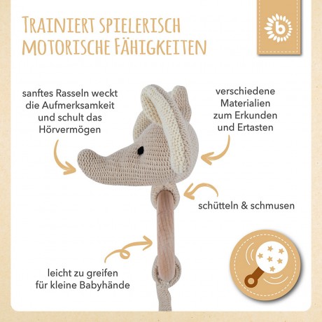 bieco Greifling Holz Natur und Baumwolle Baby Beissring 10 cm Greifring 0 M Babyrassel Greiflinge Кольцо для прорезывания зубов из натурального дерева и хлопка Кольцо для прорезывания зубов для младенцев 10 см Кольцо-ручка 0 M Детская погремушка Кольца дл