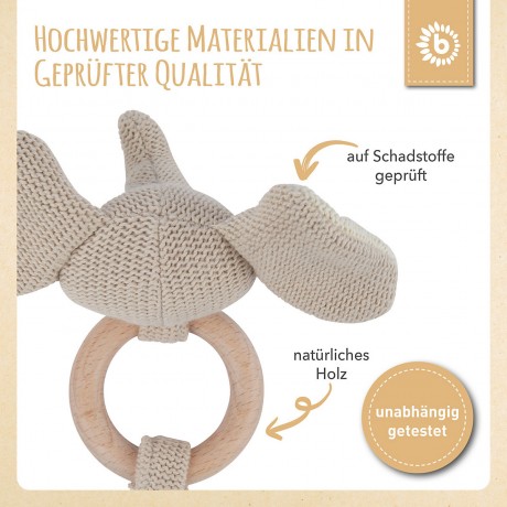 bieco Greifling Holz Natur und Baumwolle Baby Beissring 10 cm Greifring 0 M Babyrassel Greiflinge Кольцо для прорезывания зубов из натурального дерева и хлопка Кольцо для прорезывания зубов для младенцев 10 см Кольцо-ручка 0 M Детская погремушка Кольца дл