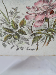 Панно винтажное Wlo &quot;Птицы с розами / Х. Арнот&quot;, керамика, 10 x 10 см, Германия, 1960-70гг.