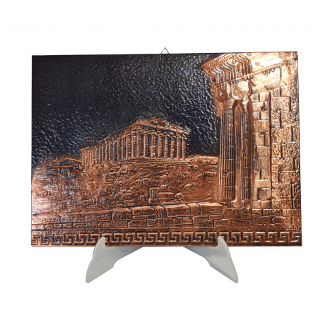 Картина винтажная "Греческий храм" чеканка, медь, 34 x 24,5 см, Германия, 1960-70гг.