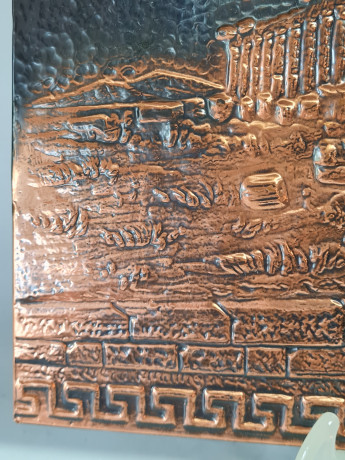 Картина винтажная "Греческий храм" чеканка, медь, 34 x 24,5 см, Германия, 1960-70гг.