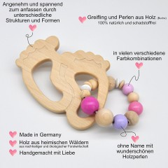glucksWunder Holz Greifling Beissring Babyfusschen mit Geschenkverpackung Деревянное кольцо для прорезывания зубов детские ножки с подарочной коробкой