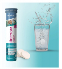 Sanotact Elekrtolyte Aktiv brauletabletten 20st, Электролиты шипучие таблетки Aktiv для детей и взрослых Германия, витамины B1 B2 B6 и магний, для восстановления водного баланса и энергии, вкус лайм грейпфрут, 20 таблеток
